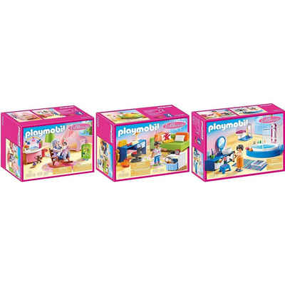 Playmobil® Spielbausteine 70209-10-11 Dollhouse 3er Set Jugendzimmer + Babyzimmer +
