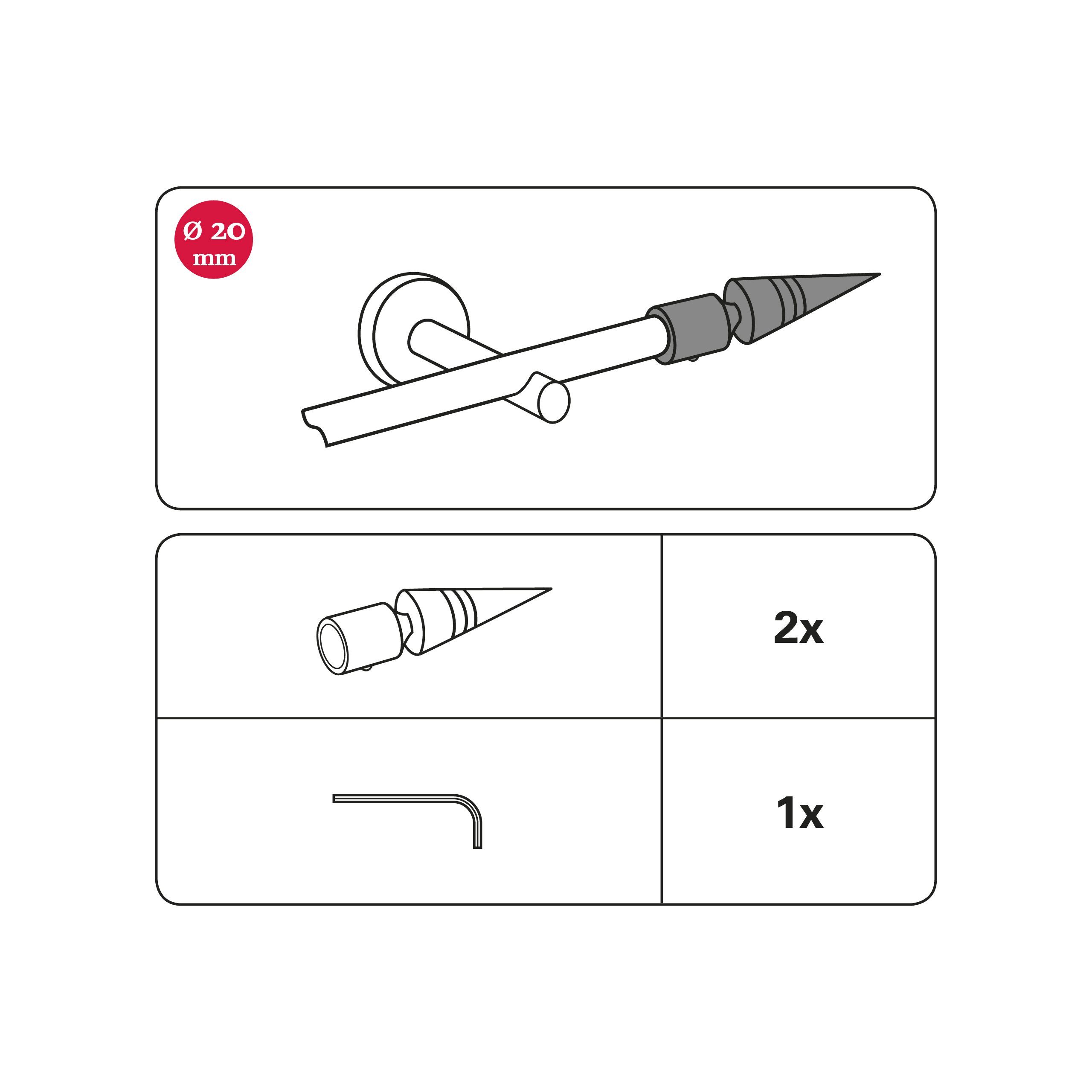 mm Gardinenstangen-Endstück GARDINIA, Serie Einzelprogramm 20 Spitze, Ø (2-St), weiß Chicago