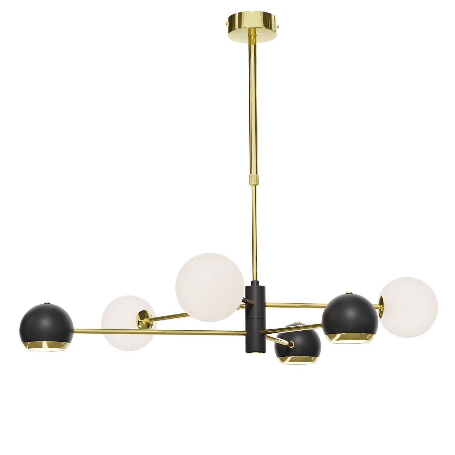 Licht-Erlebnisse Deckenleuchte ADRID, ohne Leuchtmittel, Glas Metall in Gold Schwarz Weiß G9 3-flammig Kugel Schirm Modern