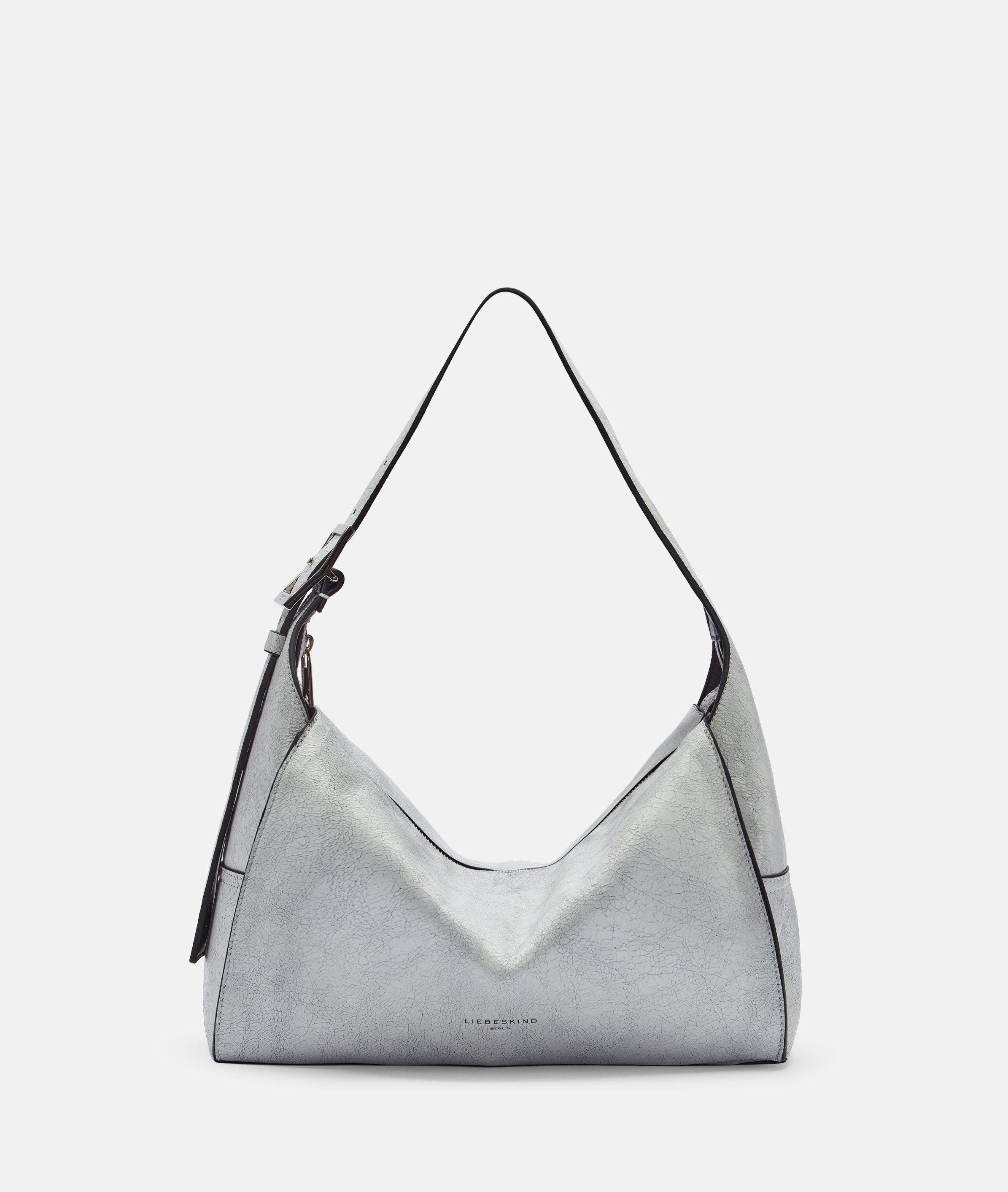 Liebeskind Berlin Schultertasche Lou Hobo M, Geräumige Hobo-Bag aus Leder mit Breaking-Effekt