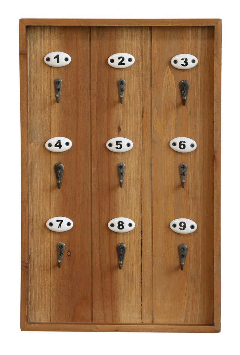Chic Antique Schlüsselbrett Schlüsselbrett mit 9 Haken Holz Chic Antique 41517-00