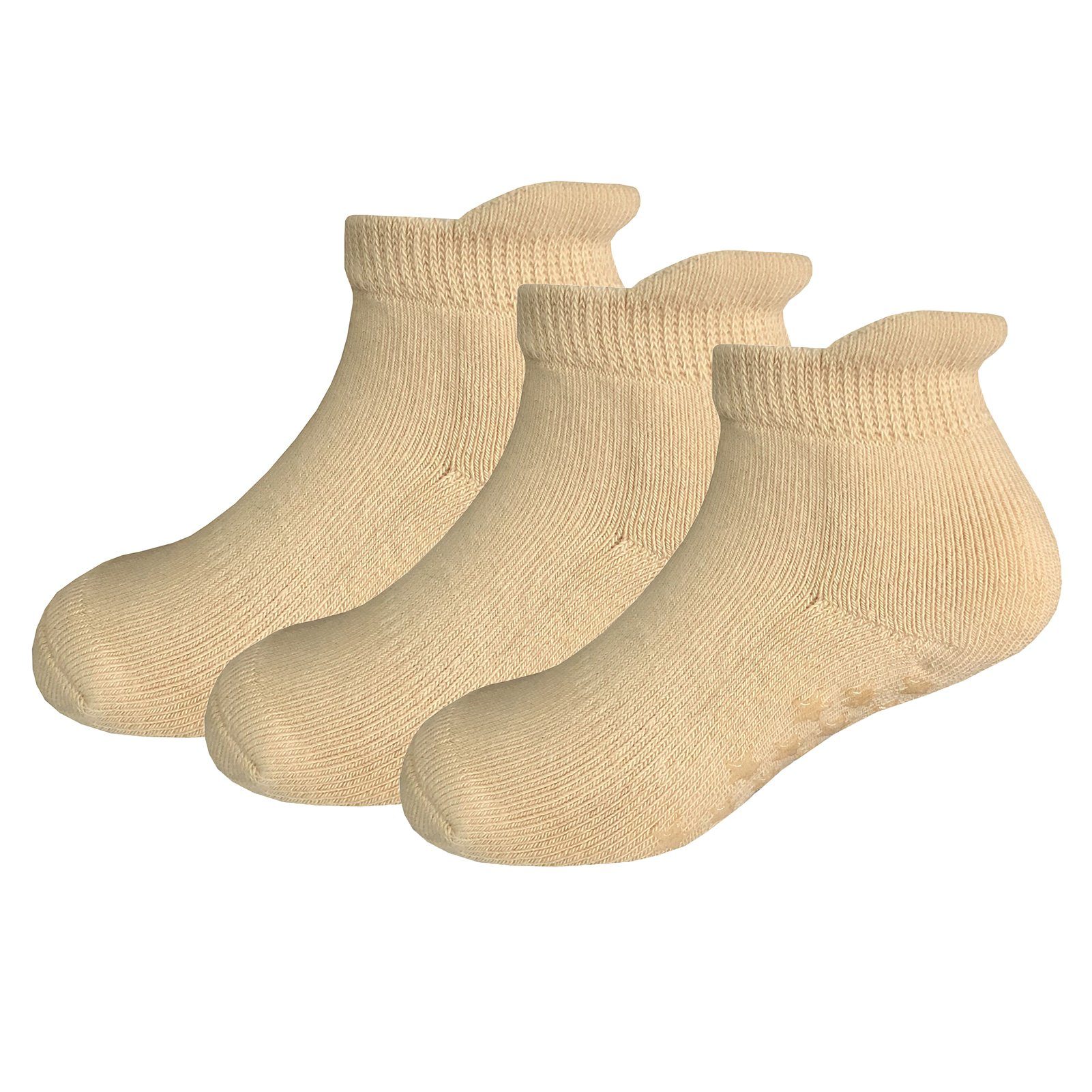 Yalion Arbeitssocken Babysocken (3-Paar) Anti-Rutsch-Socken Weiche Kinder Baumwoll Socke Atmungsaktiv und warm braun