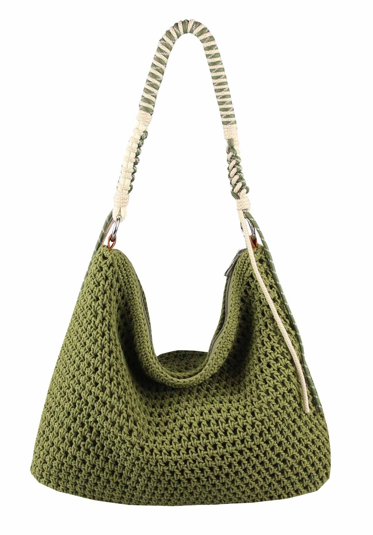 ITALYSHOP24 Schultertasche DAMEN TASCHE Boho Shopper Strohtasche Hobo Gefle günstig online kaufen