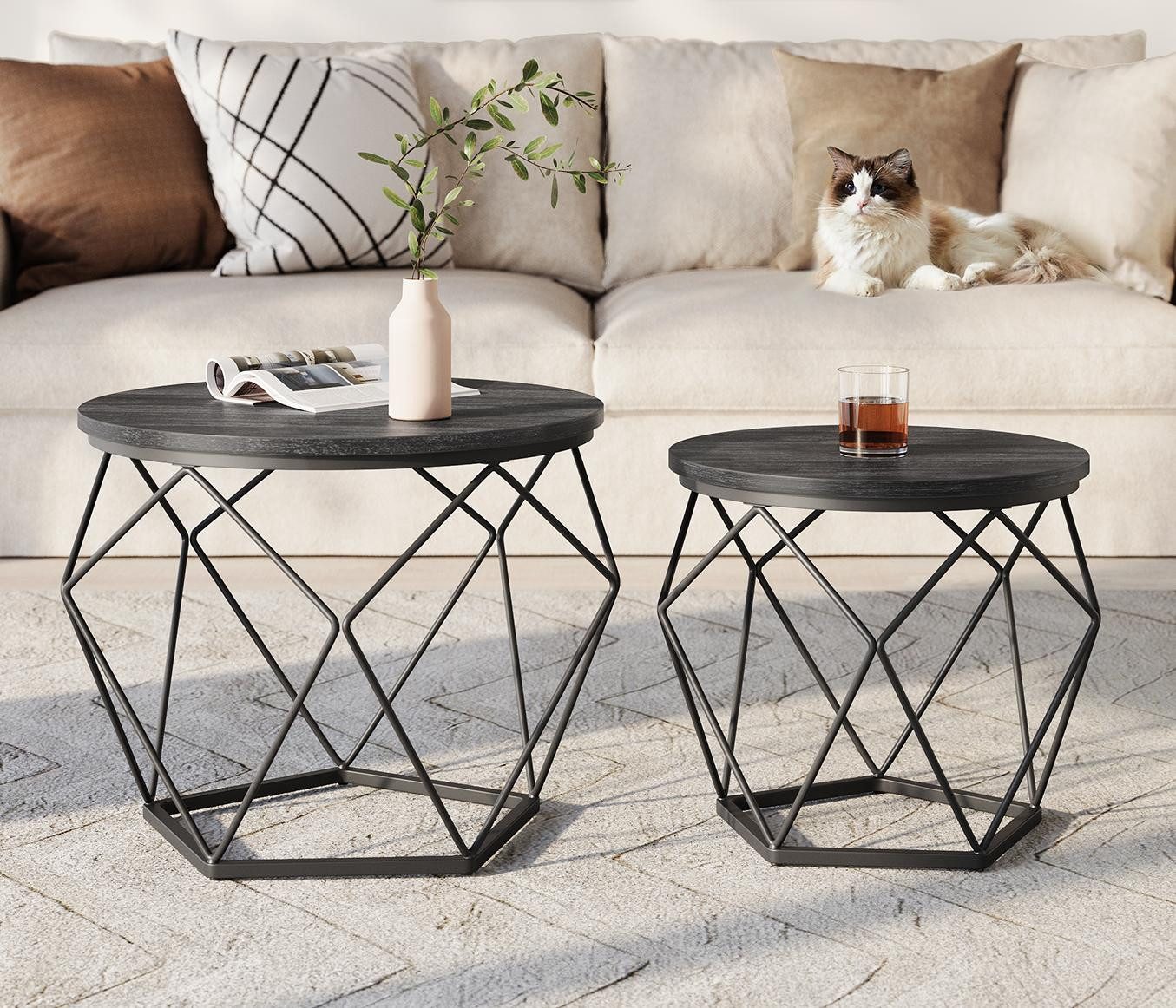 VASAGLE Couchtisch (2er Set), Beistelltisch, abnehmbare günstig online kaufen