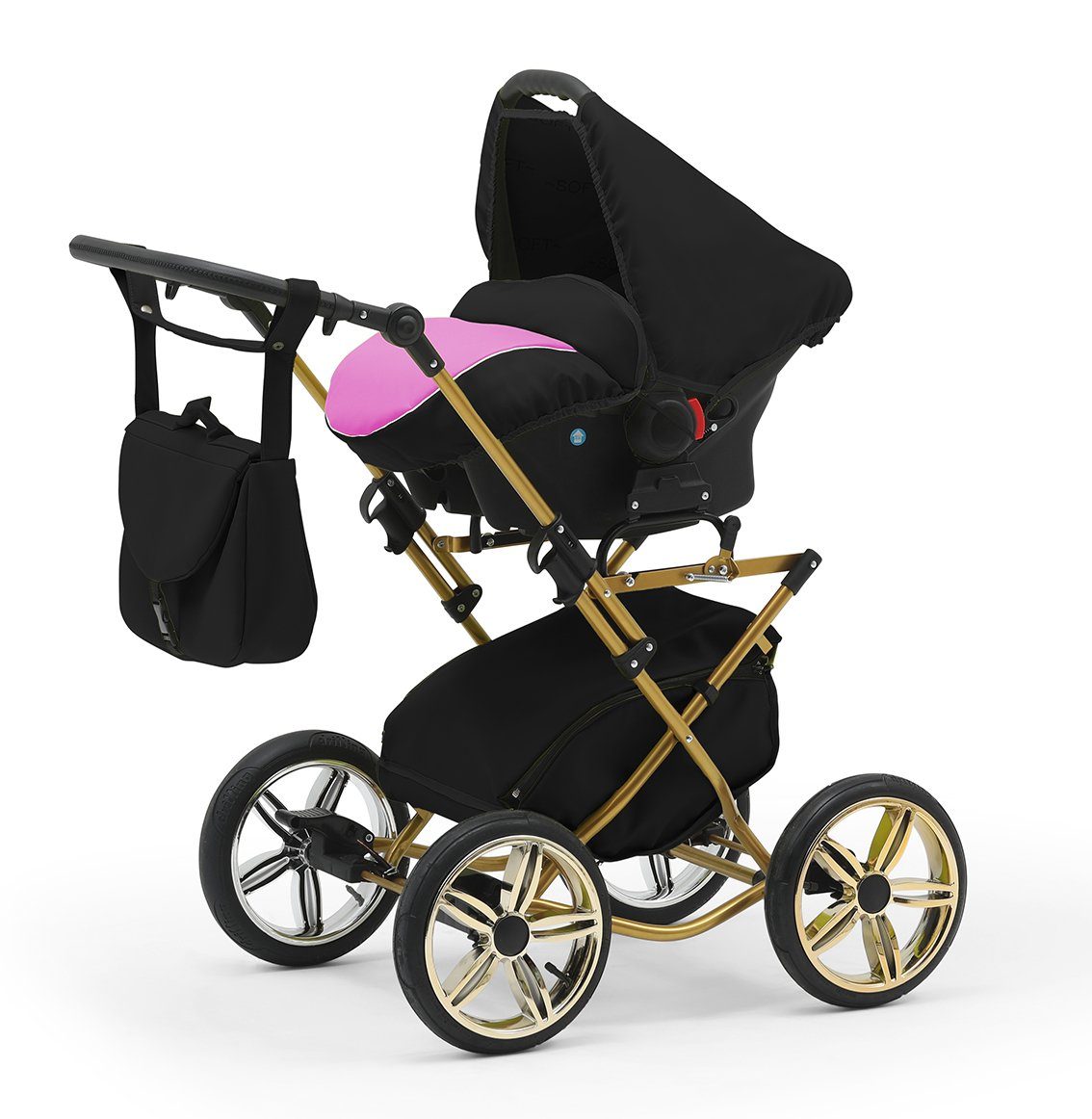 1 in babies-on-wheels Iso Kombi-Kinderwagen - inkl. Pink-Weiß-Schwarz 4 Base Teile Sorento Designs 10 14 und - Autositz in