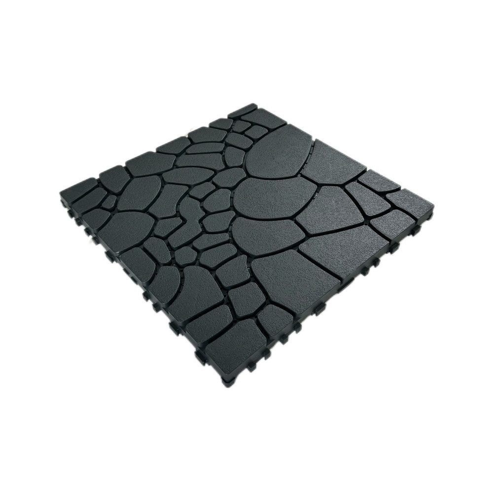BBG Terrassendielen 44er Set WPC Klickfliesen 30.5x30.5 cm, 4 m², BxL: je 30.5x30.5 cm, 20 mm Stärke, (Steinoptik Terrassenfliesen Kunststoff), Interlocking Balkonfliesen Outdoor, rutschfest & wasserabweisend