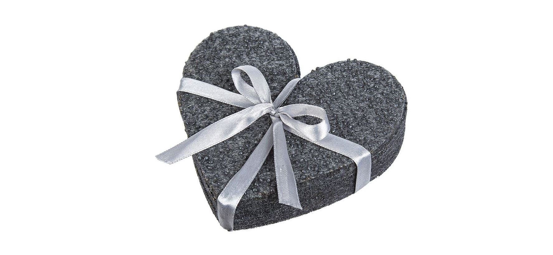 GILDE Glasuntersetzer Glasuntersetzer Filz, Herz mit Antirutschnoppen