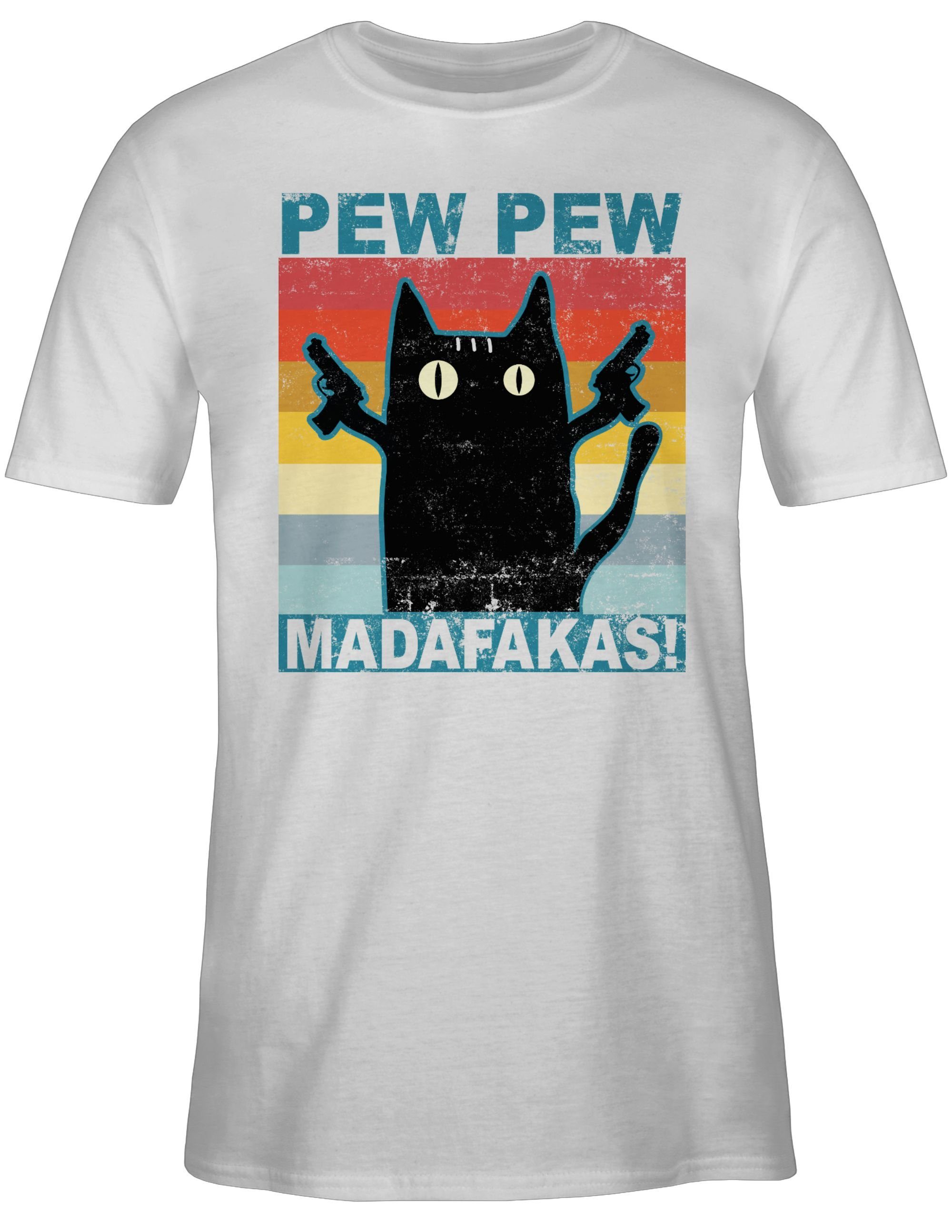 03 Weiß pewpewpew T-Shirt Madafakas Pew Sprüche Statement Shirtracer Pew