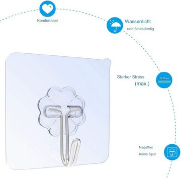 HIBNOPN Wandhaken Haken 12 Stück Selbstklebend Handtuchhaken Max 8kg für Badezimme Küche, (12-St)