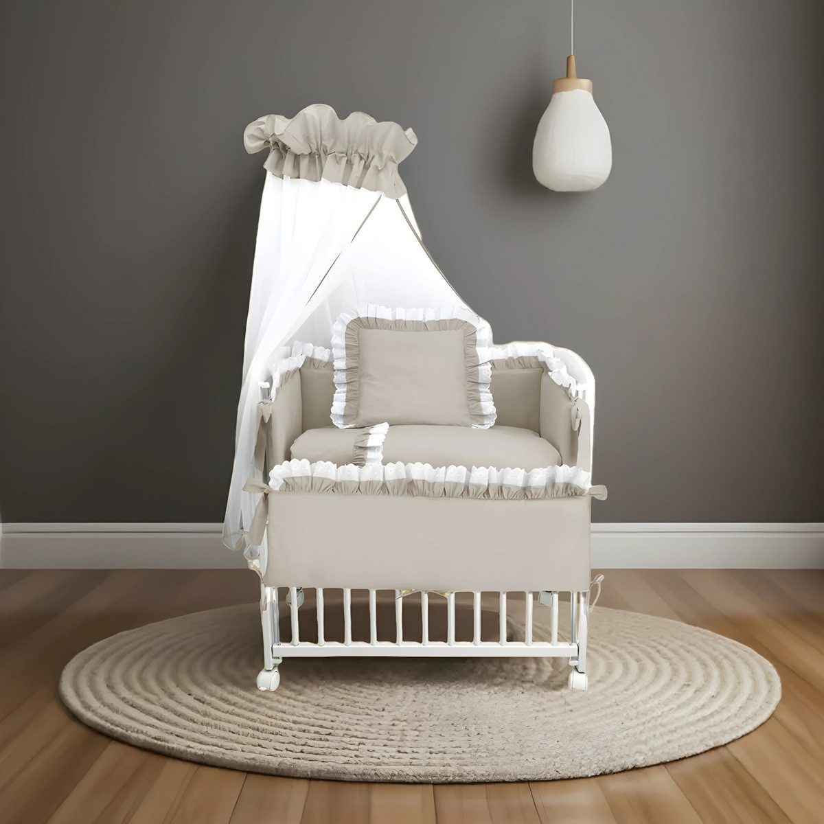 Babyhafen Beistellbett Baby 3in1 Babybett Komplettbett Royal Beige, Spitze- günstig online kaufen