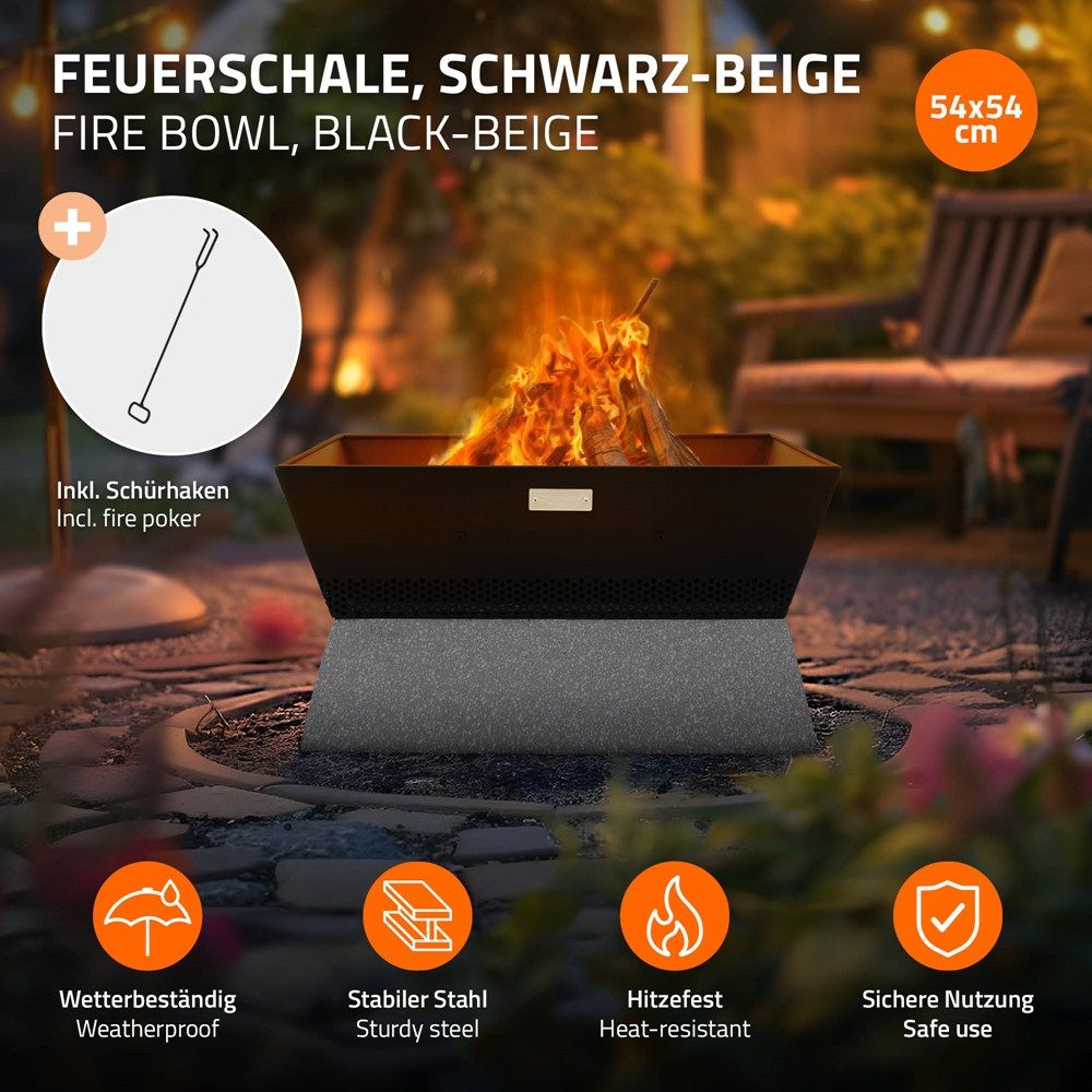 ML-DESIGN Feuerschale Feuerkorb mit Keramiksockel Quadratischer günstig online kaufen