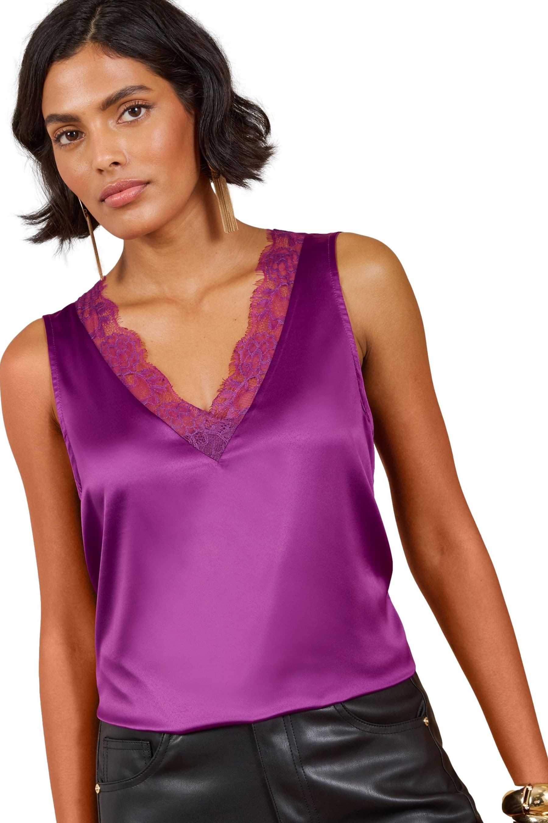 Love & Roses Trägertop Love & Roses Satin-Trägertop mit Spitze, Regular (1-tlg)