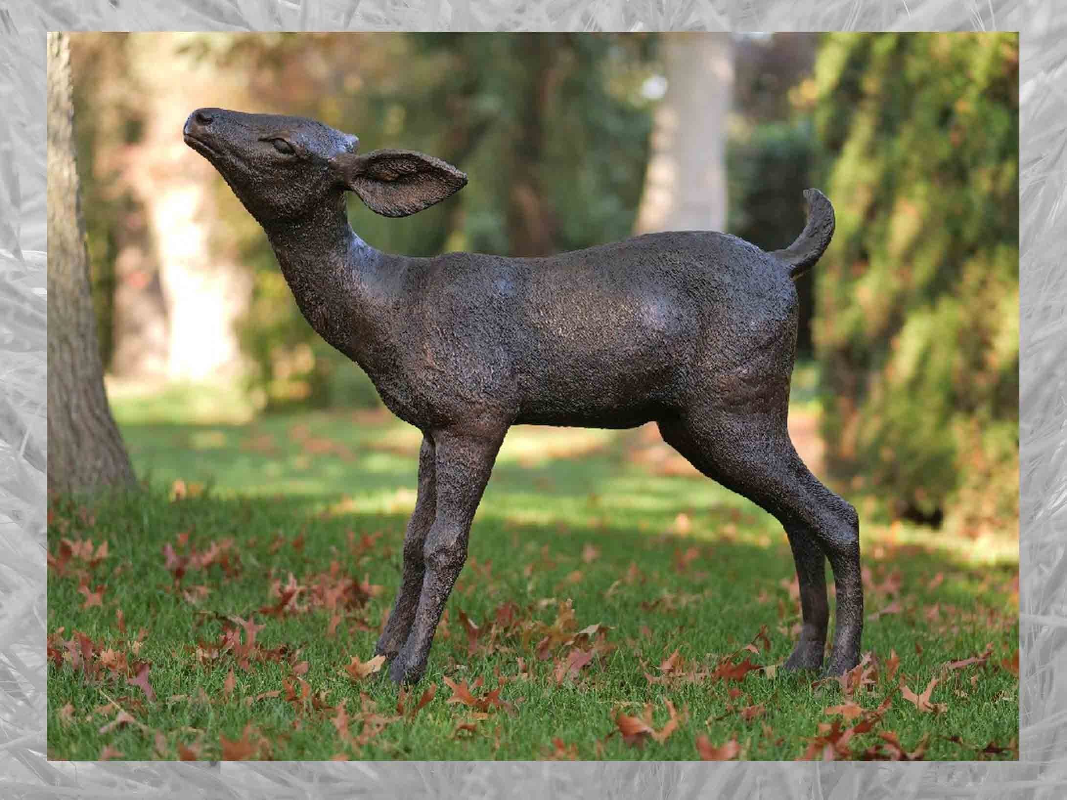 Bronze IDYL Gartenfigur IDYL Bronze-Skulptur Reh,