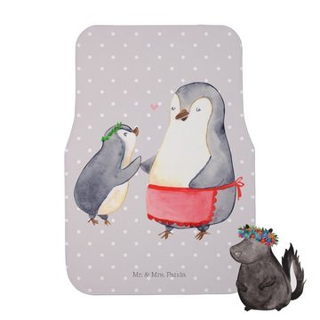 Fußmatte Pinguin mit Kind - Grau Pastell - Geschenk, Tochter, beste Mama, Opa, Mr. & Mrs. Panda, Höhe: 0.5 mm