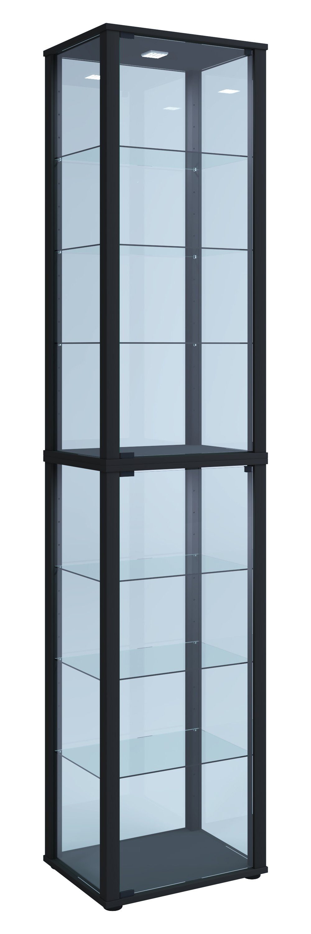VCM Standvitrine Glasvitrine Kavisa mit Glastüren und Glasböden, H. Glasvitrine stehend, Modern und platzsparend, Glasschrank