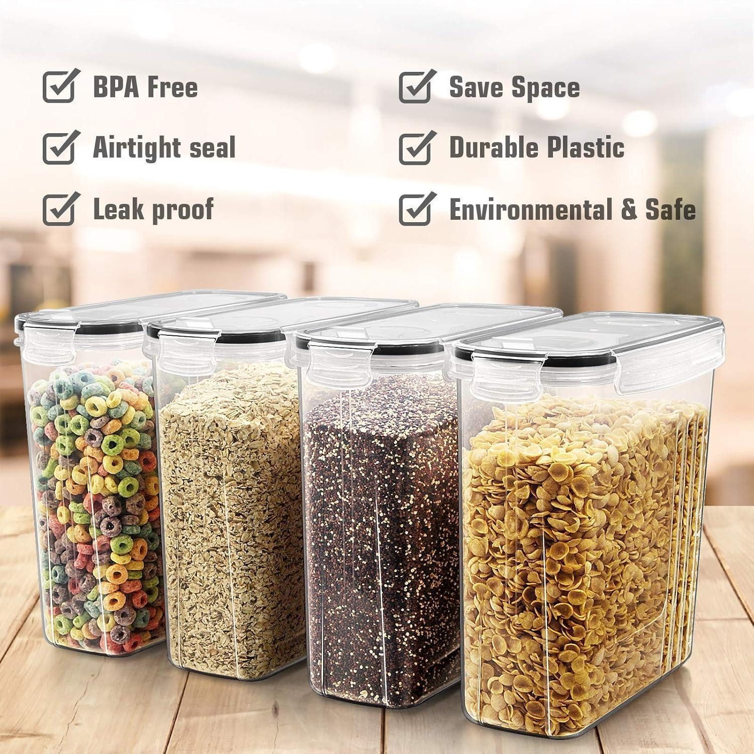 LuxusKollektion Müslispender Müsli Behälter Set 6er 384ml Kunststoff luftdicht Schwarz Transparent