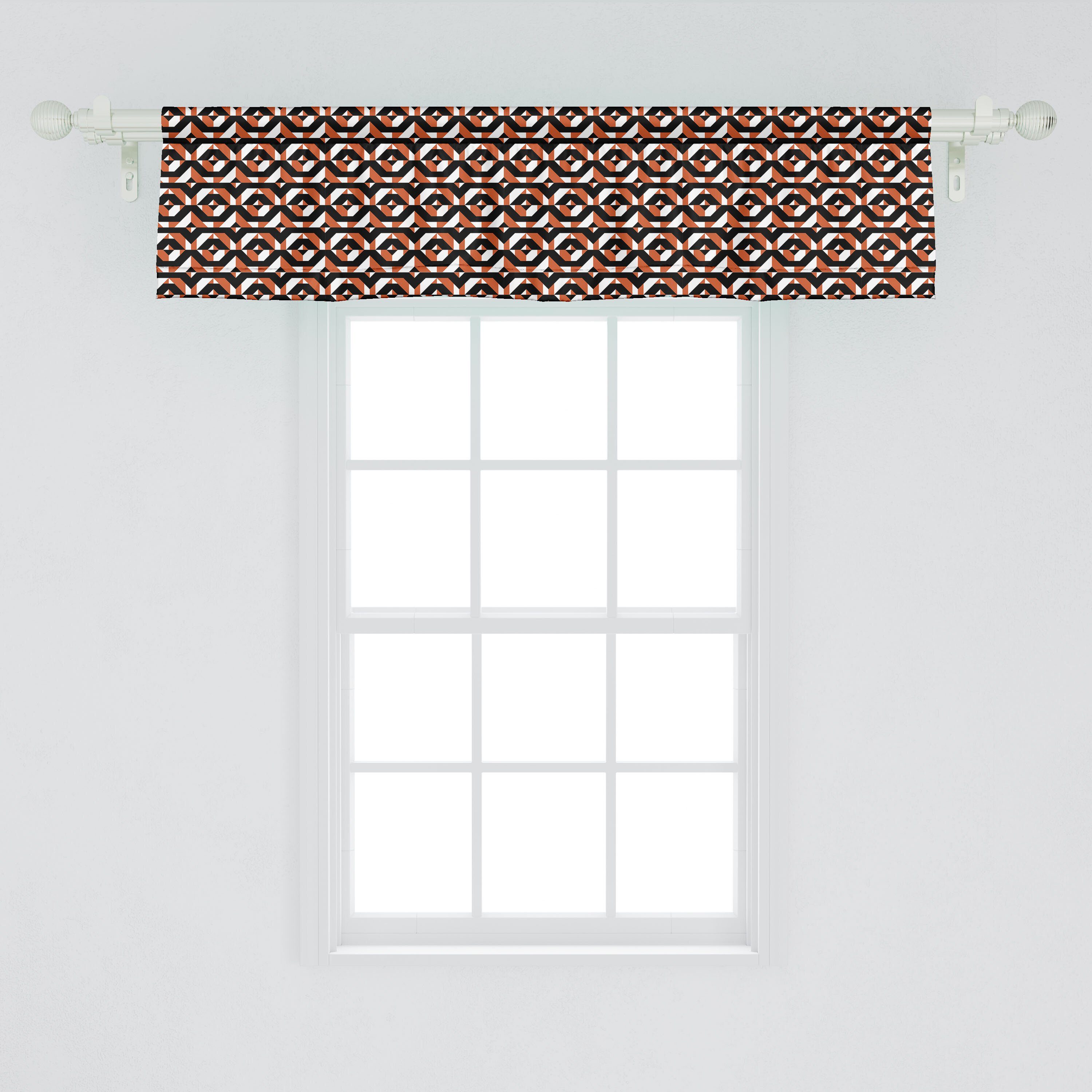 Scheibengardine Stangentasche, Volant Formen Dekor Panne Abakuhaus, Look Microfaser, mit Geometrische Schlafzimmer Retro Vorhang für Küche