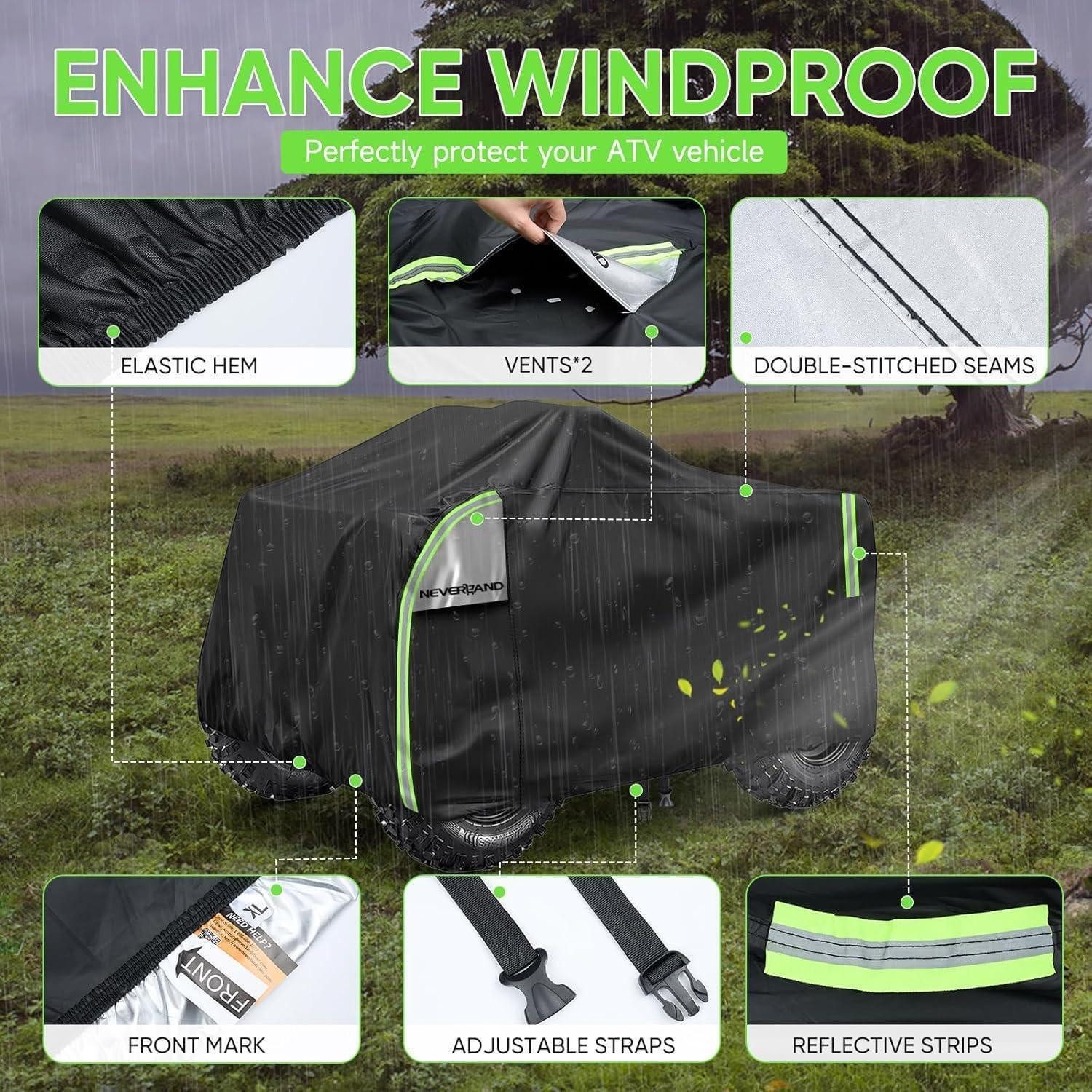 LuxusKollektion Schutzplane Quad Abdeckplane ATV Winterfest Grün Schwarz XXXL 256 x 110 x 120cm