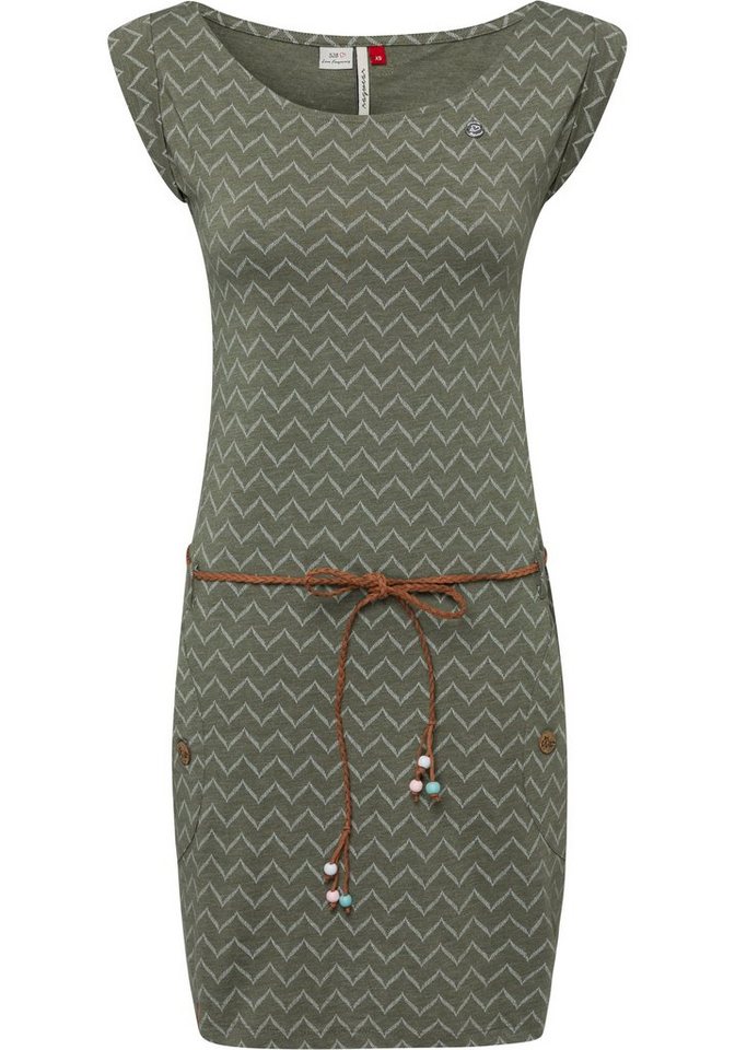 Ragwear Shirtkleid »TAG ZIG ZAG« (2-tlg., mit abnehmbarem Gürtel) mit "Zig Zag" Alloverprint in grün