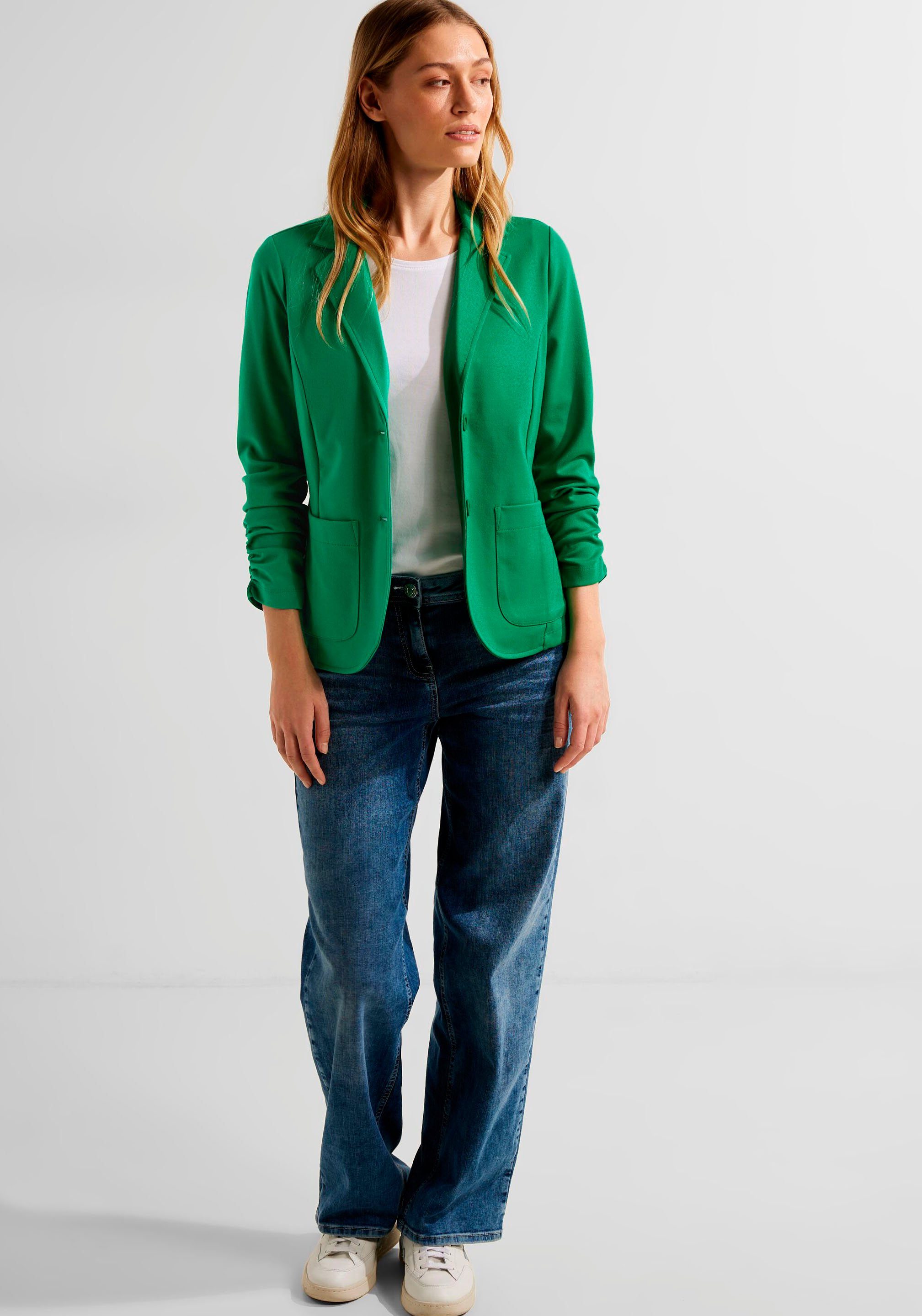 easy 3/4-Ärmeln green mit Sweatblazer Cecil gerafften