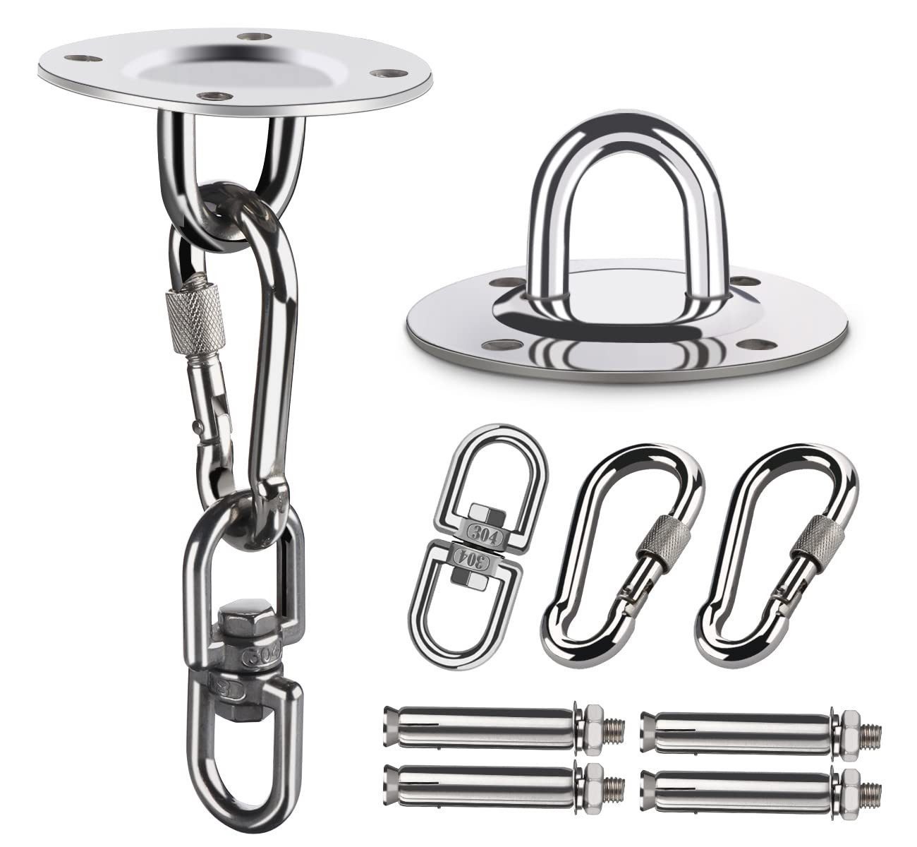 lindahandel Deckenhaken Schwerlasthaken Aufhängung, Edelstahl Deckenhaken,450kg Tragekraft, (1-St), Für Sitzschaukel,Sonnensegel,Hängematte