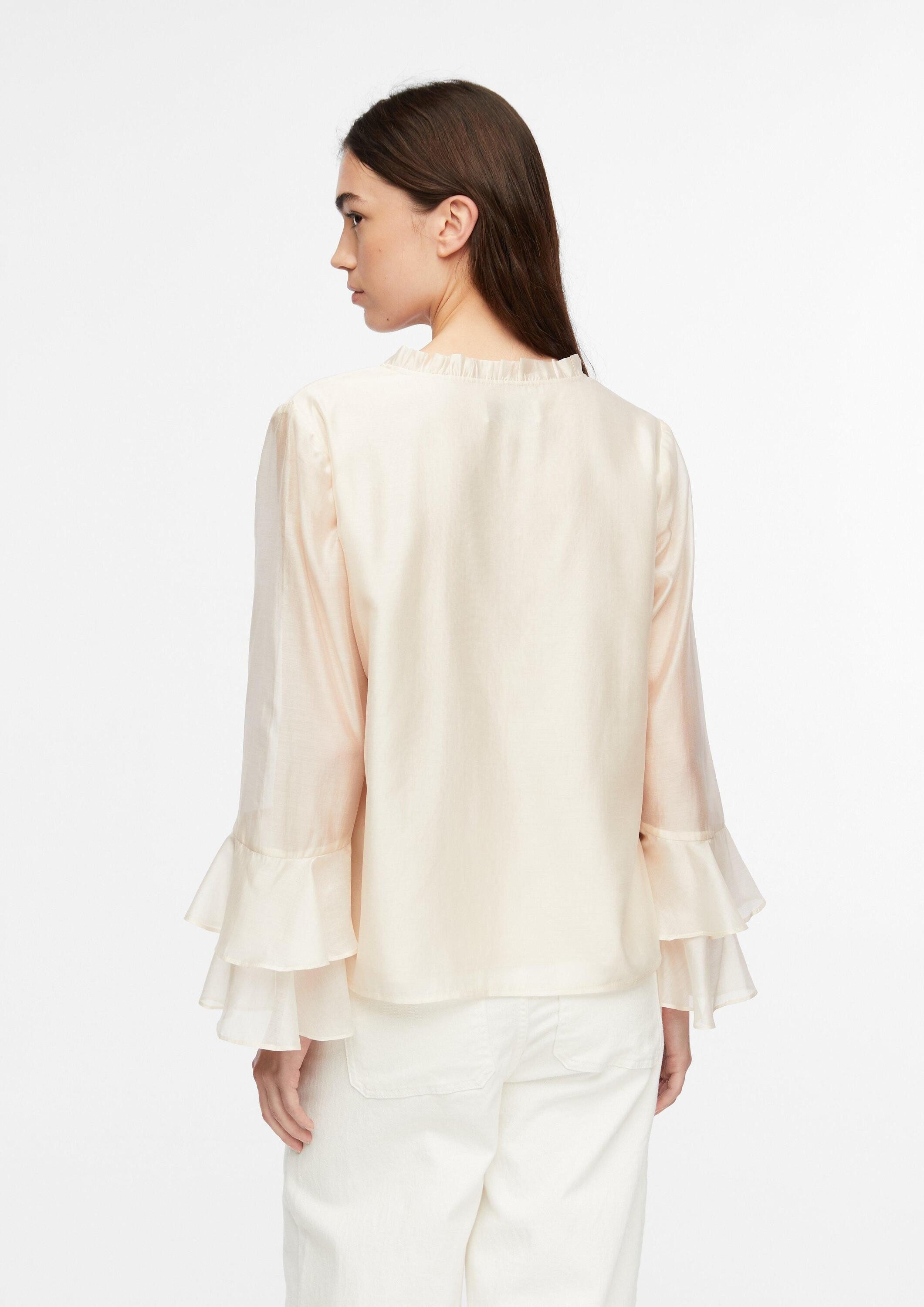 comma Langarmbluse Bluse Lyocell-Bluse mit Volantärmeln