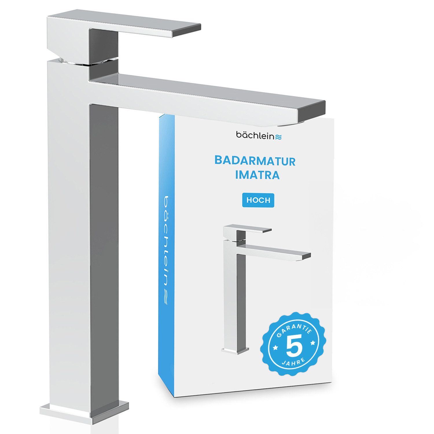 Bächlein Badarmatur Elegante Badarmatur Imatra (27,5cm, Chrom) hochwertiger Wasserhahn im minimalistischen Design