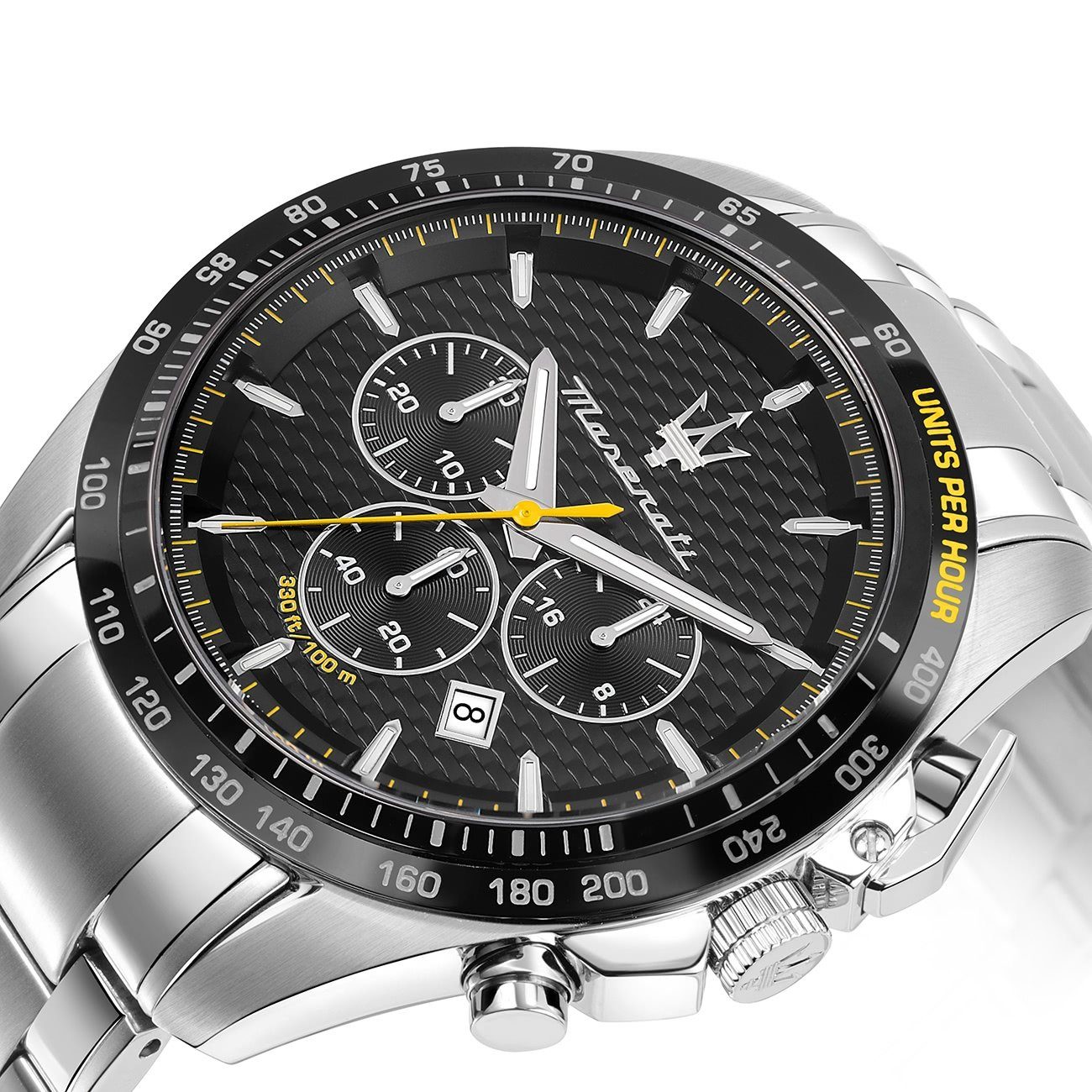 MASERATI Quarzuhr Maserati Herrenuhr Chronograph, (Chronograph), Herrenuhr rund, groß (ca. 45mm) Edelstahlarmband, Made-In Italy