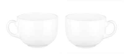 Luminarc Tasse »Jumbotasse 600 ml groß − Weiße XXL Teetasse aus Opalglas − Extra robuste Kaffeetasse − Riesentasse rund Kaffeebecher mit Henkel«, Opalglas