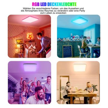 IEGLED LED Deckenleuchte Dimmbare Deckenlampe, 36W, 3600LM, IP54, Farbwechsel, RGB mit 7 Lichtfarben, Energieeffizient, Wasserdicht, Dimmbar, Einstellbare Farbtemperatur