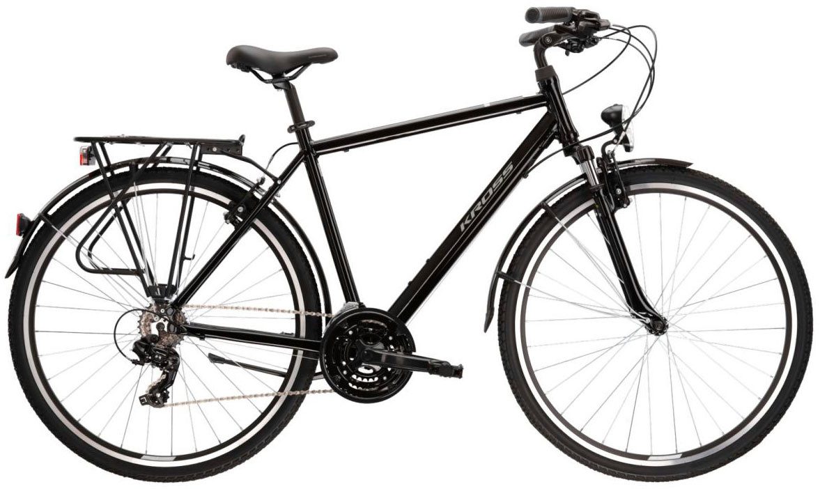 Kross Trekkingrad KROSS Trekkingrad Trans 1.0 28" schwarz, 21 Gang Shimano TOURNEY TY300 Schaltwerk, Kettenschaltung