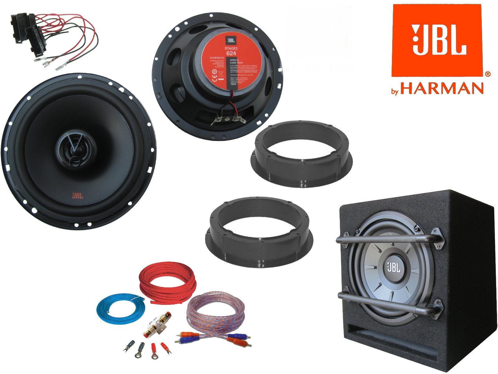 DSX JBL für VW Golf 4 IV Lautsprecher aktiv Subwoofer Set Tür Vorne Auto-Lautsprecher