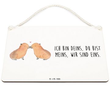 Mr. & Mrs. Panda Hinweisschild DIN A6 Capybara Liebe - Weiß - Geschenk, Kuschel Capybaras, Tiermotiv, (1 St), Gedrehte Kordel