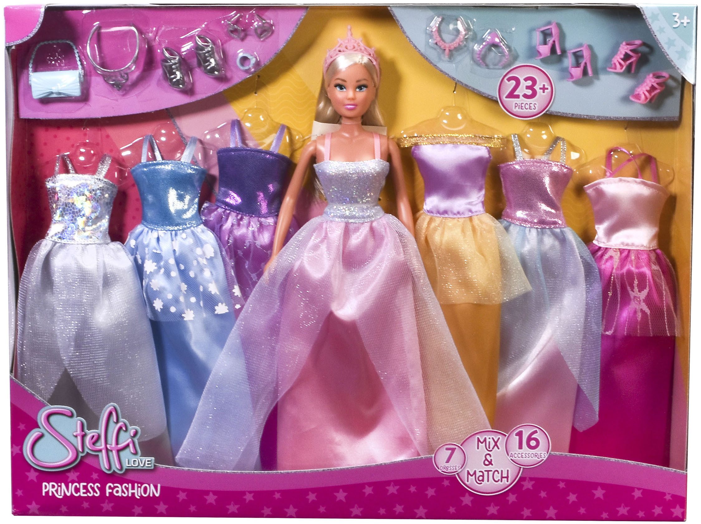 SIMBA Anziehpuppe Steffi Love, Princess Fashion, mit 7 verschiedenen Kleidern