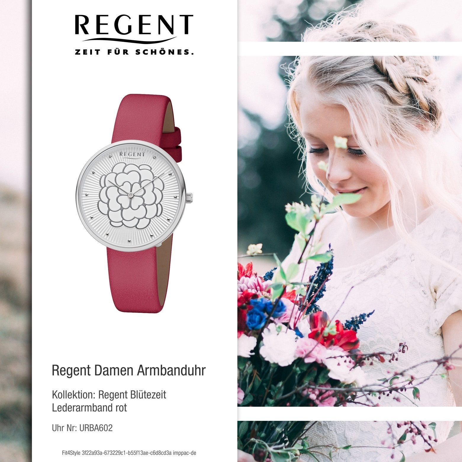 Damen Quarzuhr Lederarmband Regent Armbanduhr Armbanduhr, 36mm), (ca. mittel rund, Regent BA-602 Leder Damen Uhr