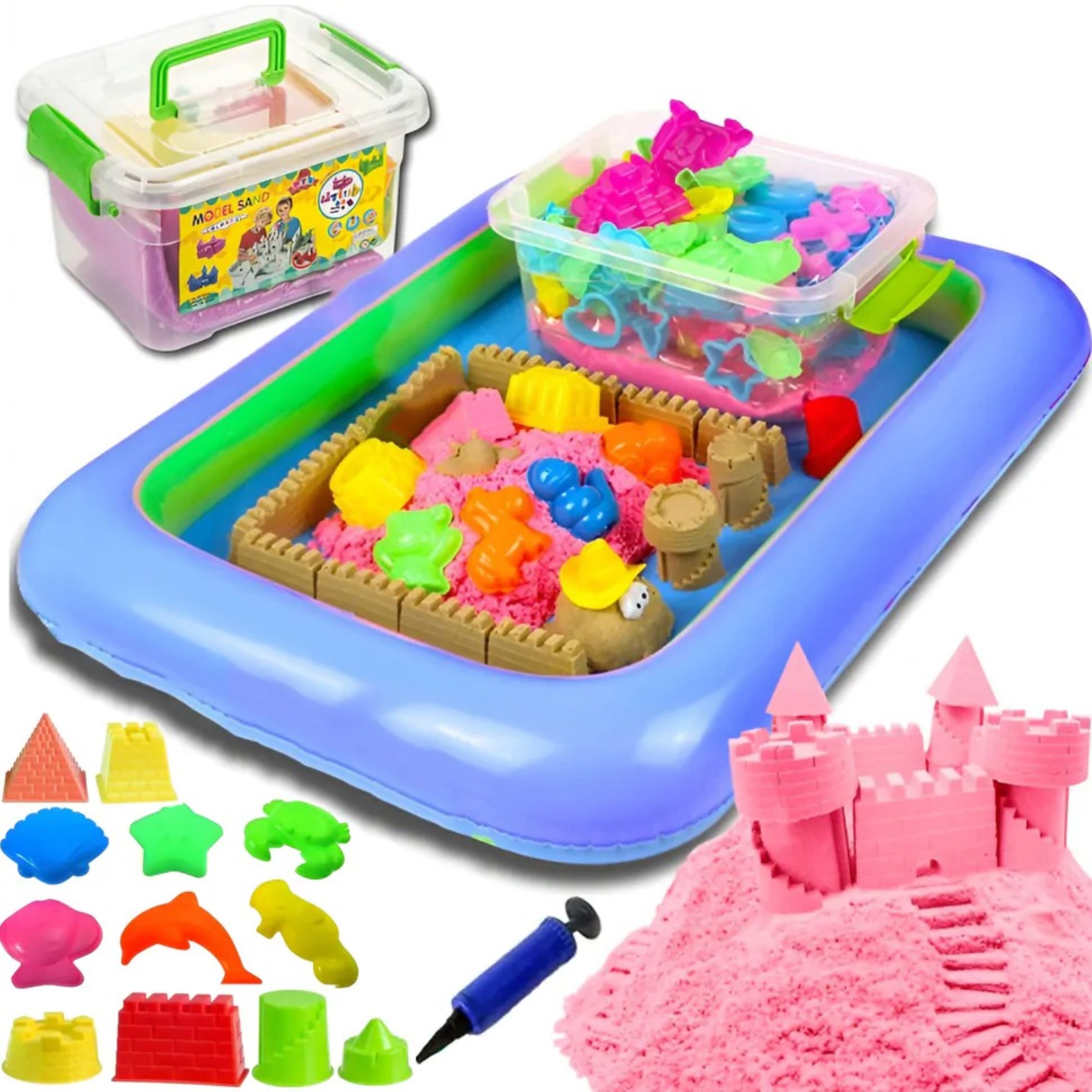 HURTNET Sandkasten Kinetik-Sand Spielset 2 kg mit Pool, 12 Formen & Zubehör günstig online kaufen