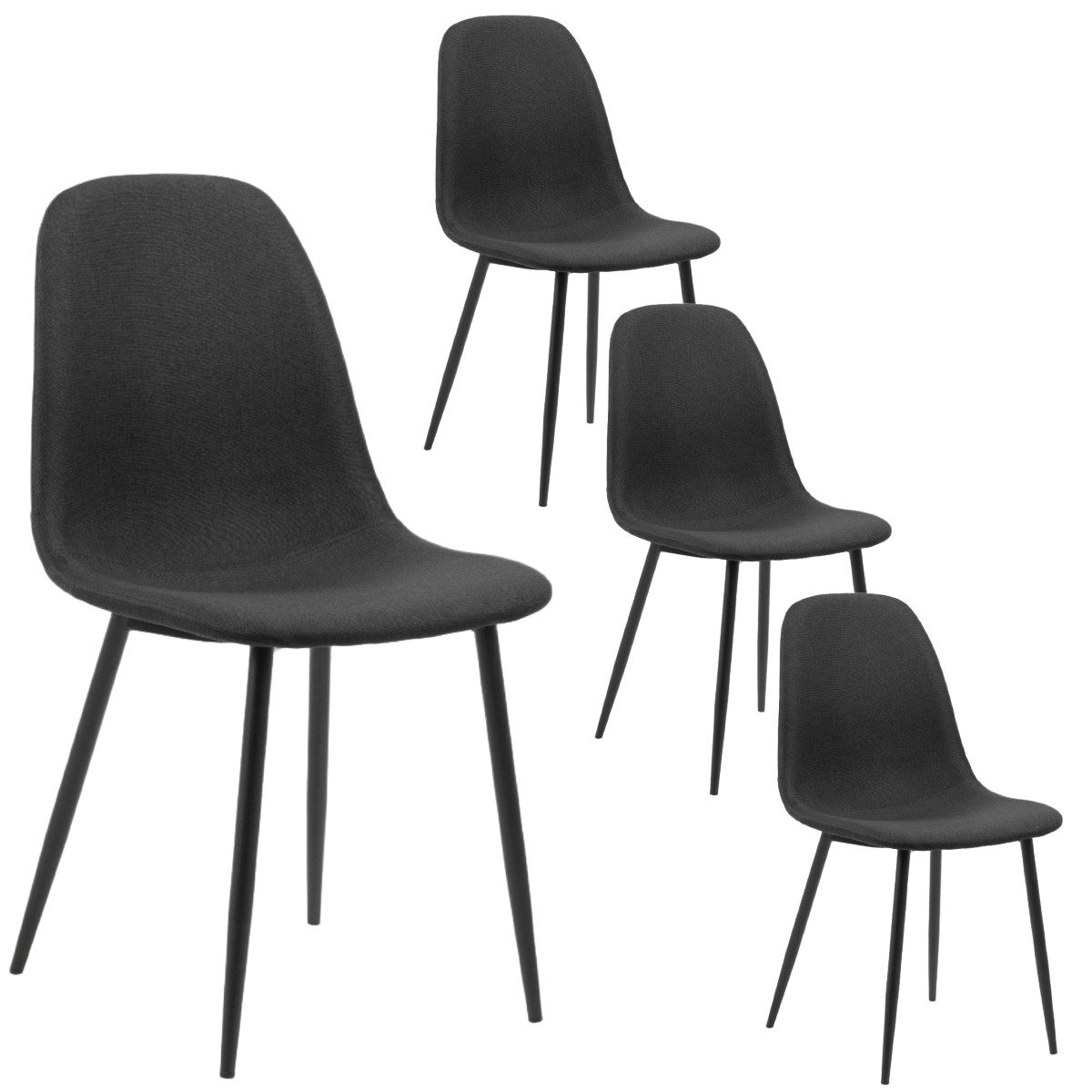 Liadomo Esszimmerstuhl Andre, Küchenstuhl, Stuhl für Esszimmer, Stuhlbeine schwarz (4er Set), Stoffbezug in Beige, Dunkelgrau, Hellgrau oder Schwarz, ergonomisch