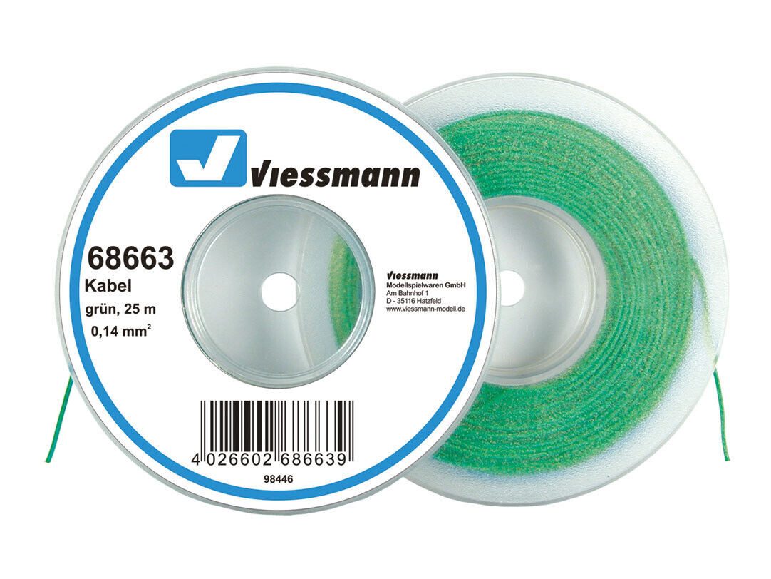 Viessmann Modelleisenbahn-Stecker Viessmann 68663 Kabel auf Abrollspule 0,14 mm², grün, 25 m