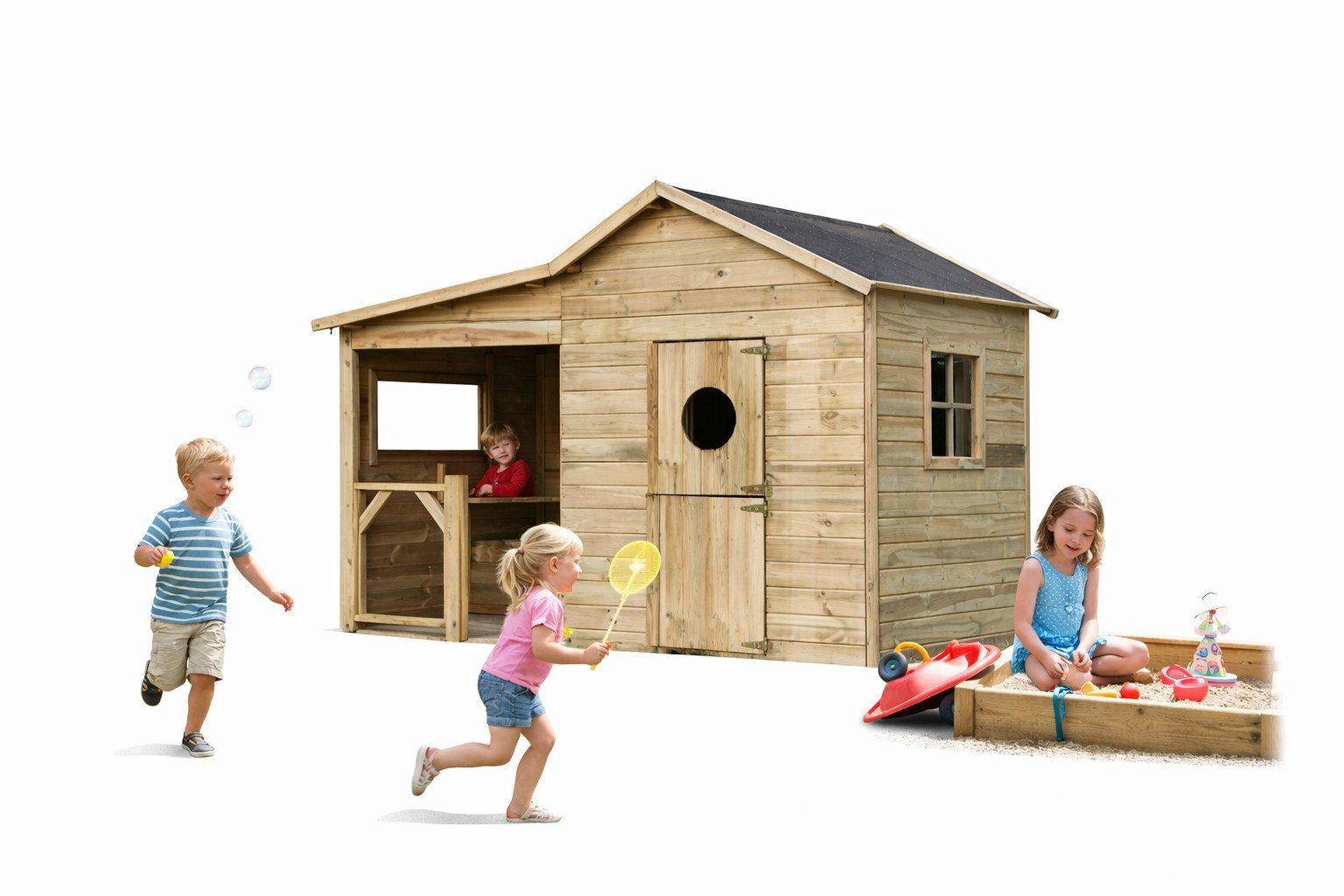 bv-vertrieb Spielhaus Kinderspielhaus Spielhaus Spielhütte aus Holz imprägniert #3990