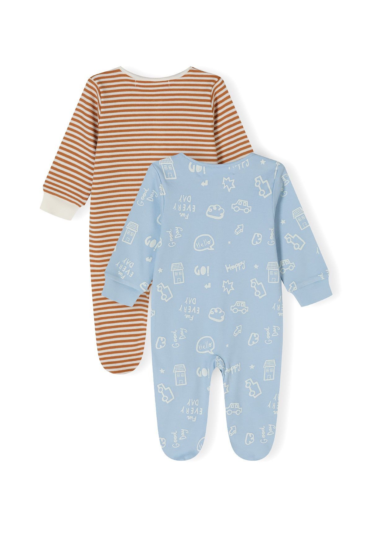 MINOTI Schlafoverall Schlafnzüge mit Print, für Jungen (2-er Pack) Druckknöpfe im Schritt
