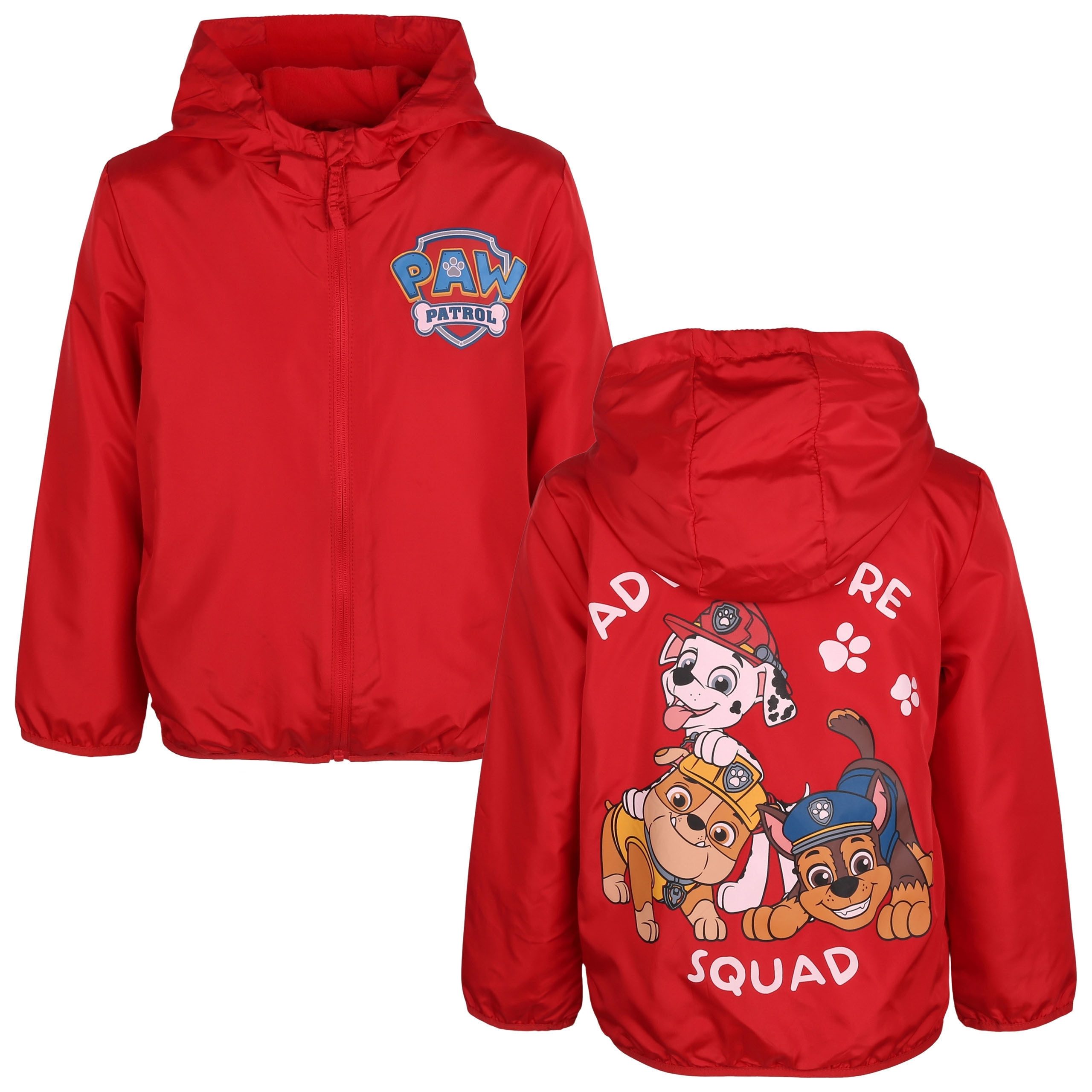 PAW PATROL Windbreaker Paw Patrol Jacke Jungen, rot, Windbreaker mit Kapuze, Fleece gefüttert