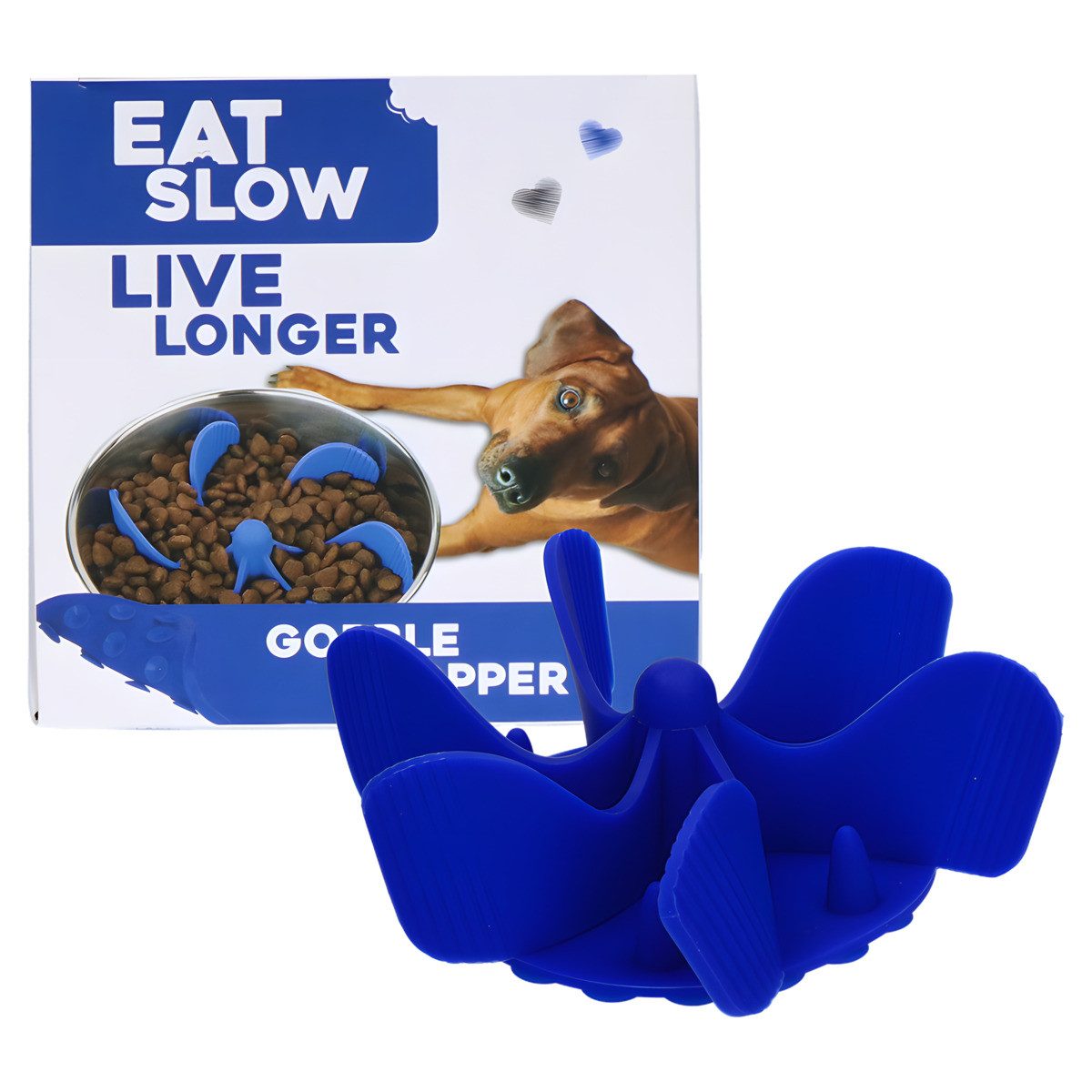 EAT SLOW LIVE LONGER Antischlingnapf Anti-Schlingeinsatz blau