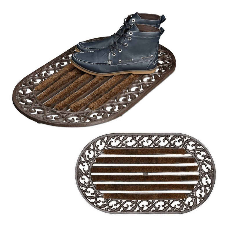 Fußmatte »2 x Fußabtreter Gusseisen oval«, relaxdays, Höhe: 730 mm