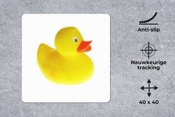MuchoWow Gaming Mauspad Bade-Ente auf weißem Hintergrund (1-St), Mousepad mit Rutschfester Unterseite, Gaming, 40x40 cm, XXL, Großes