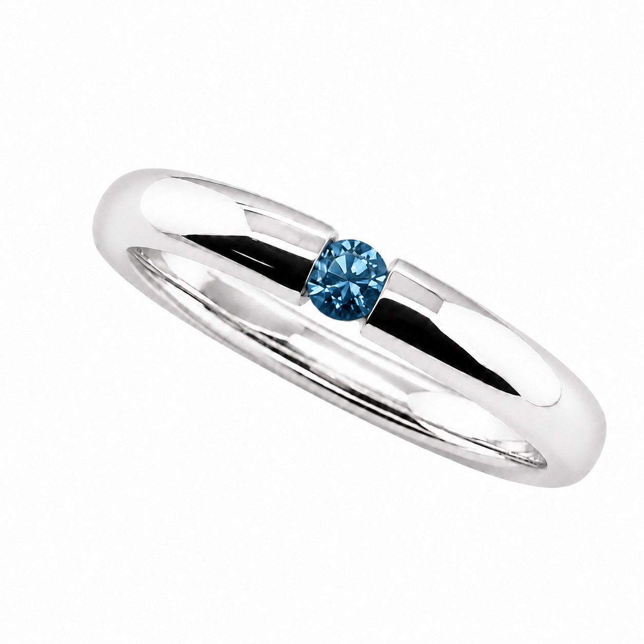 Sogni d'oro Fingerring mit blauem Brillant, Weißgold 585