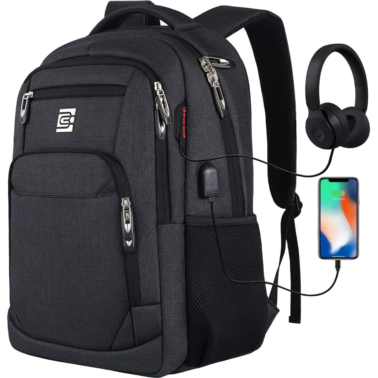 MODFU Laptoprucksack Laptop Rucksack Rucksäcke Schulrucksack Laptoptasche Wasserbeständig (Laptop Notebook Tasche Schule Uni Rucksack Freizeitrucksack, Anti-Diebstahl, Backpack mit Laptopfach, Sportrucksack, mit USB-Anschluss), Herren Damen Jungen Teenager Freizeit Arbeit Business Reisen