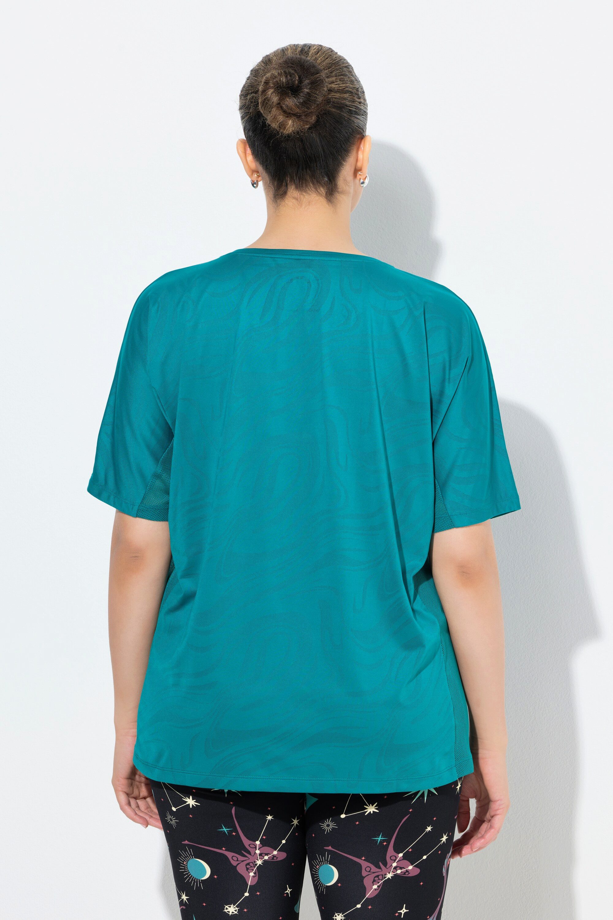 Ulla Popken T-Shirt Funktionsshirt Mesh-Einsätze Rundhals Halbarm