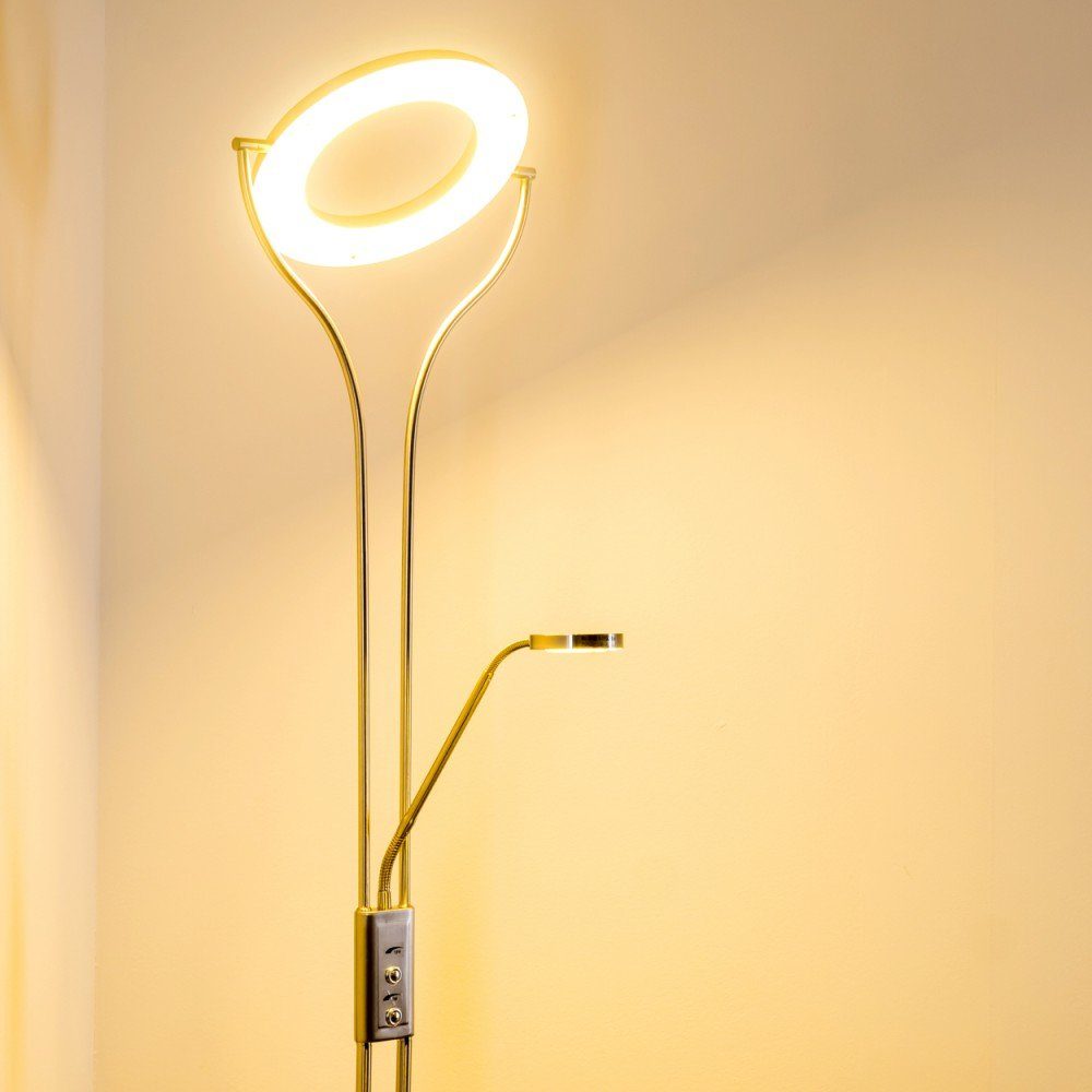 hofstein Deckenfluter »Giralba« dimmbare Stehleuchte aus Metall in Nickel-matt, 3000 Kelvin, m. verstellbarem Lesearm, 2070 Lumen – Bild 4 von 5