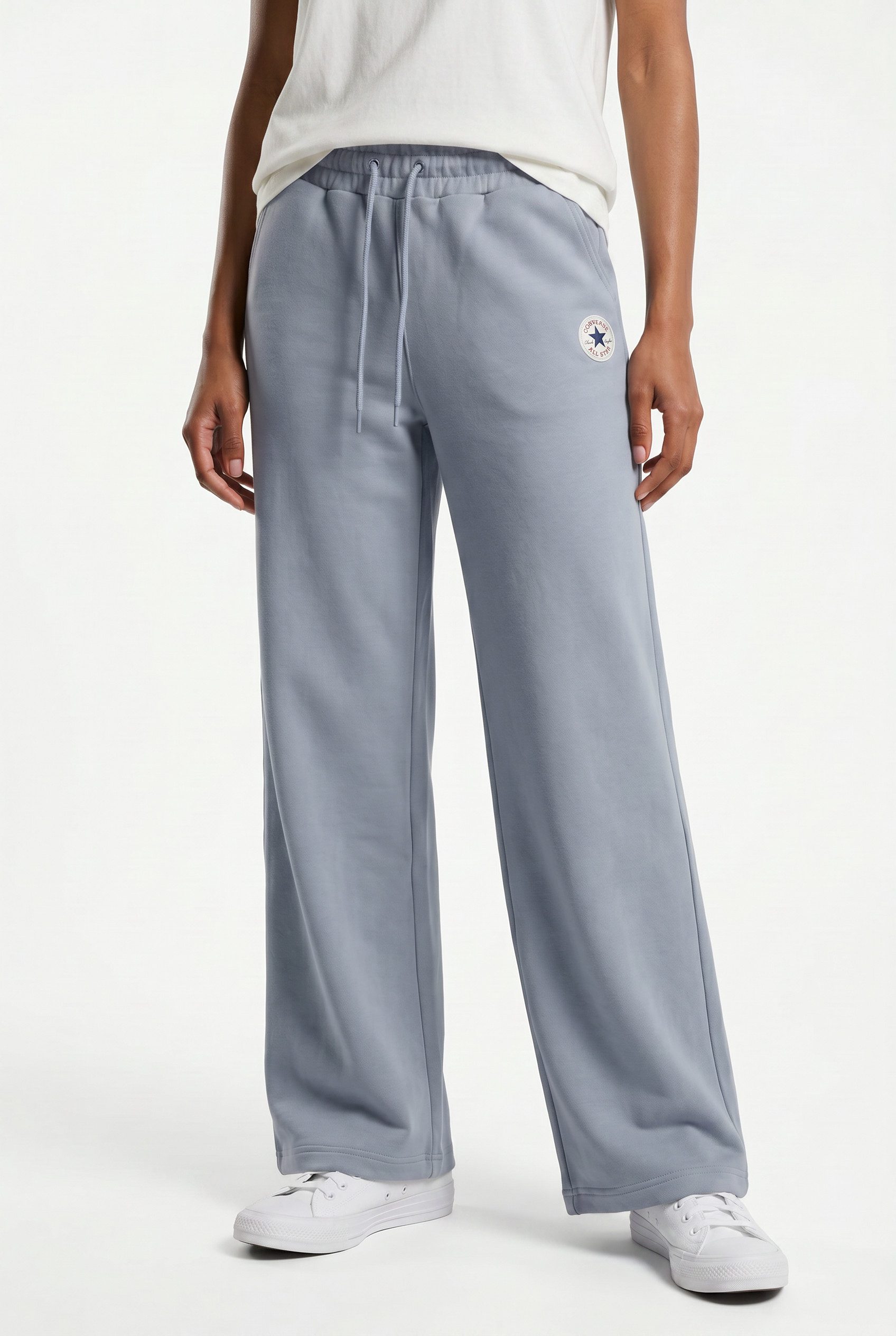Converse Palazzohose WOMEN'S CONVERSE KNIT WIDE LEG PANTS unifarbenes Design, mit Eingrifftaschen, aus Baumwolle und Polyester
