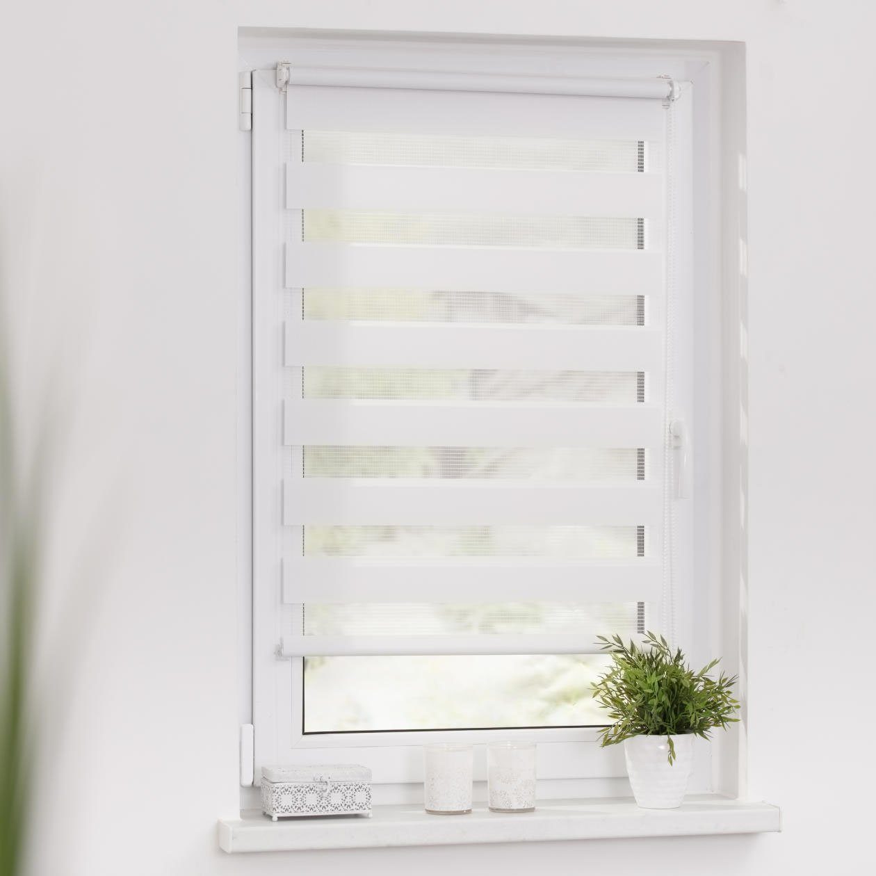 Doppelrollo Duo Rollo Klemmfix, ohne Bohren, verspannt, LICHTBLICK ORIGINAL, halbtransparent, verspannt, Klemmfix, Einfache Klemm-Montage ohne Bohren. Für Fenster & Türen geeignet.